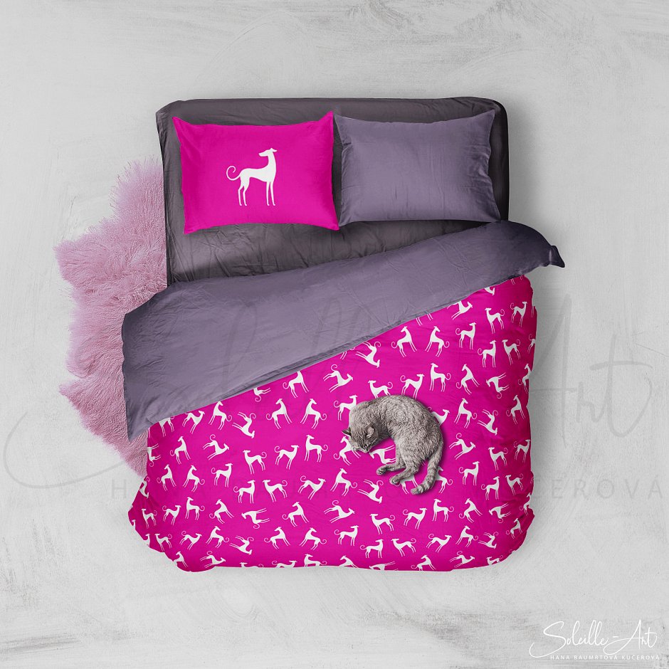 Chrtí povlečení - fialová + magenta